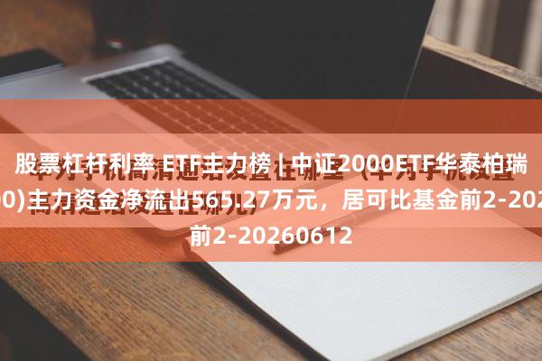 股票杠杆利率 ETF主力榜 | 中证2000ETF华泰柏瑞(563300)主力资金净流出565.27万元,居可比基金前2-20260612