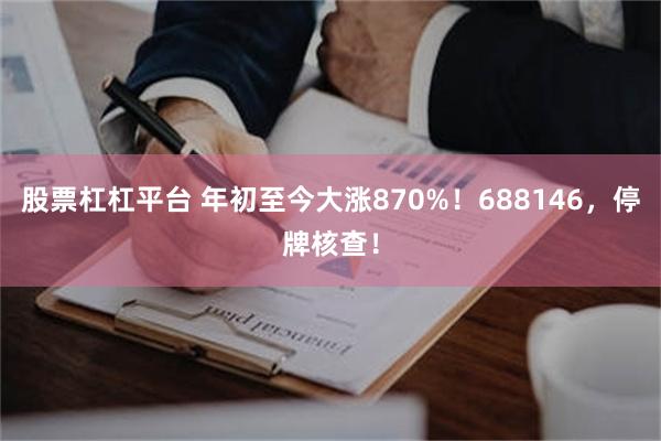 股票杠杠平台 年初至今大涨870%！688146，停牌核查！