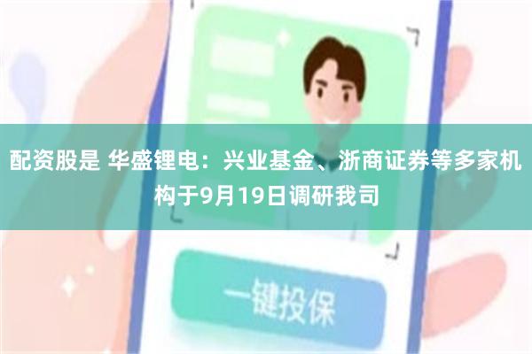 配资股是 华盛锂电：兴业基金、浙商证券等多家机构于9月19日调研我司