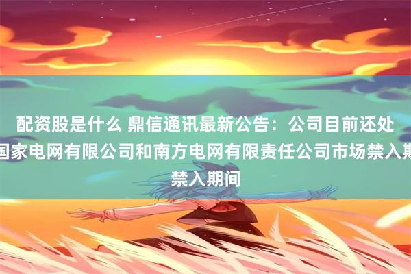 配资股是什么 鼎信通讯最新公告：公司目前还处在国家电网有限公司和南方电网有限责任公司市场禁入期间