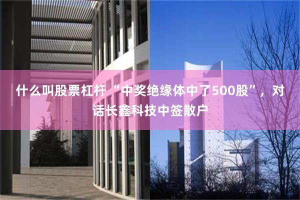 什么叫股票杠杆 “中奖绝缘体中了500股”，对话长鑫科技中签散户