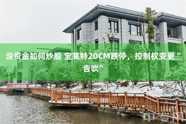 没资金如何炒股 宝莱特20CM跌停，控制权变更“告吹”