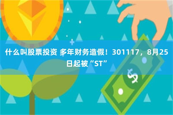 什么叫股票投资 多年财务造假!301117,8月25日起被“ST”