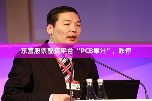 东营股票配资平台 “PCB果汁”,跌停