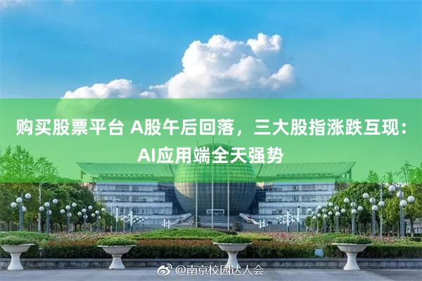 购买股票平台 A股午后回落,三大股指涨跌互现:AI应用端全天强势