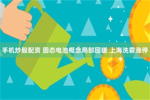 手机炒股配资 固态电池概念局部回暖 上海洗霸涨停