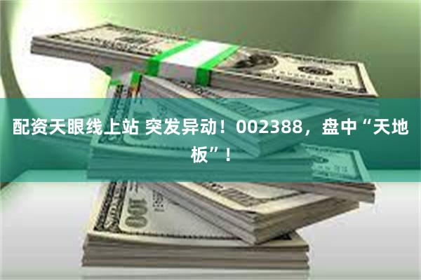 配资天眼线上站 突发异动!002388,盘中“天地板”!