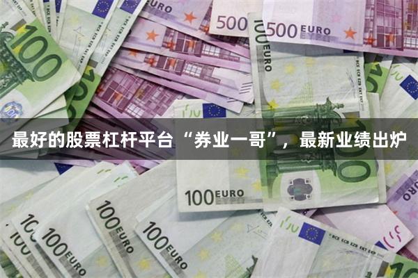 最好的股票杠杆平台 “券业一哥”，最新业绩出炉